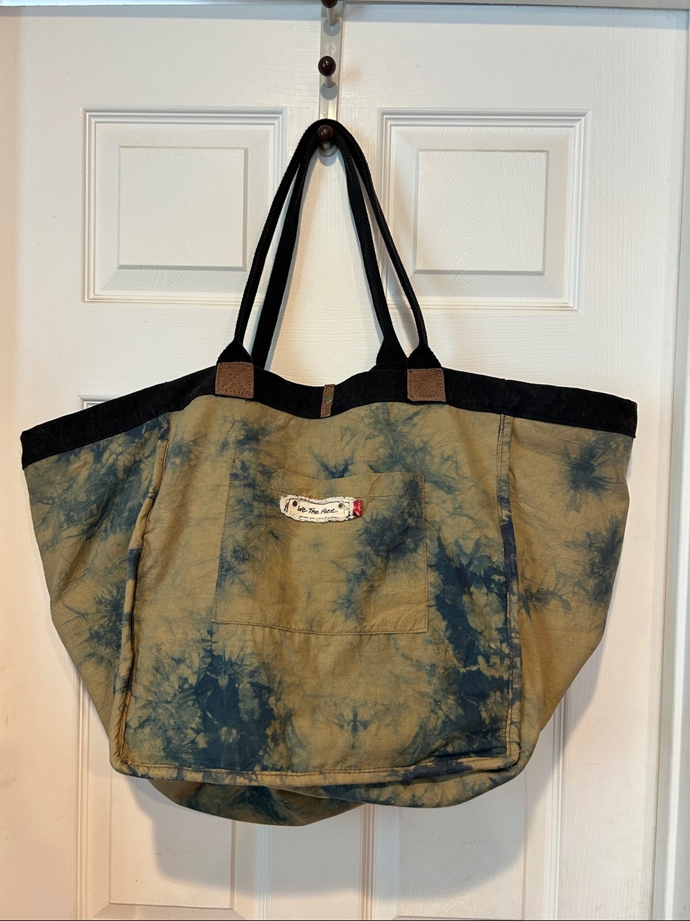 We The Free Black Canvas Tote with Brown Accent Patches - Picture 3 of 5